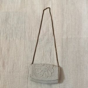 Anthropologie beaded clutch purse with removable strap